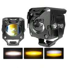 Universal Square LED Auxiliary Lights For Cars Motorcycles SUVs - Mini Cube Super Bright White Yellow Hi/Lo Beam Spot Lights For Enhanced Road Off-Road Lighting - A - View 14