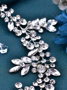 1pc Elegant Rhinestone Bridal Sash, Shiny Fashion Waist Belt Suitable For Dresses, Gowns, And Jumpsuits - Silver - View 5