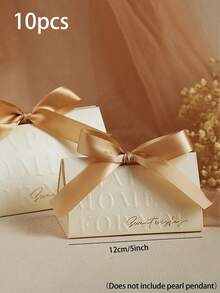 20pcs-Paper Gift Box, Premium Wedding Favor Boxes, Wedding Candy Box, Handheld Candy Gift Boxes, Exquisite European-Style Triangular Pearl Floral Design, Perfect For Mother's Day, Wedding, Birthdays, Anniversaries, And Holiday Parties Gift Packaging For Jewelry, Muffins, Candles - Multicolor - View 8