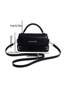 Pu Material Solid Color Retro Style Ladies' Handbag, Fashionable Crossbody Bag, Business Casual Woman Bag Perfect For Office Business And Work - Black - View 2