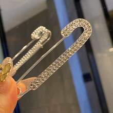 2/6/8pcs Fashionable & Elegant Minimalist Iron Geometric Pattern Anti-Exposure Faux Pearl & Rhinestone Brooch Pins, Suitable For Cardigan, Scarf, Suit, Sweater Decoration Accessories For Women - Multicolor - View 9