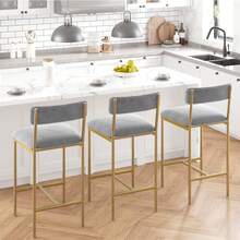 Huisuilinss Bar Table And Chairs Set,3-Piece Dining Table Set For 2,Wood Bar Table Set,Counter Height Bar Table With 2 Bar Stools,3 Storage Shelves For Home & Kitchen Small Space - Gold 2PCS Bar Chairs - 查看 7