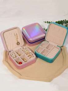 1PC Mini Jewelry Storage Box Portable Home Travel Earrings Necklace Storage Case For Women Ring Organizer PU Leather Display Case,Jewelry Case Box Portable Small Travel Jewelry Organizer Necklace Earring Ring Storage Display Gift Box Travel Essentials - Multicolor - View 10