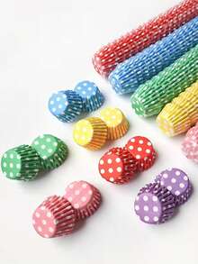 1000pcs Assorted Color Polka Dot Mini Cupcake Liners, 0.98 Inch Non-Stick Heat Resistant Baking Cups, Essential For Birthday, Holiday, Graduation Party Themes - Kitchen Baking Supplies - Multicolor - View 1