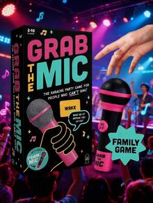 Family Karaoke Trivia Game - Lucky Microphone Grab, All-Age Interactive Toy & Kids Party Birthday Christmas Gift - 麥克風擷取器-A - 查看 2