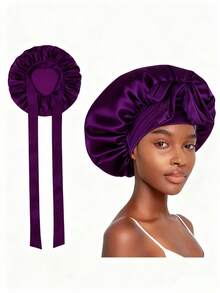 1pc Luxurious Satin & Silk Bonnet For Sleeping - Adjustable Comfort Fit With Tie Band - Unisex Night Hair Protection For Women - Multicolor - View 17