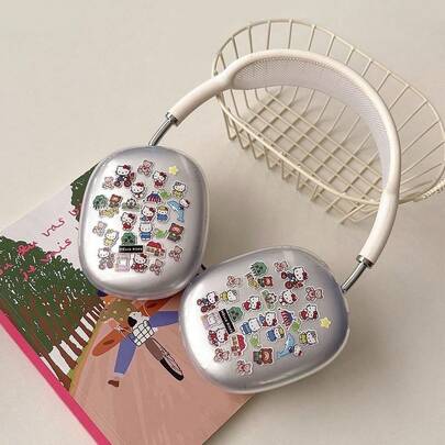 SANRIO 1 paire d'étui de protection pour écouteurs compatibles avec Apple Max, en silicone, motif mignon de fille au cœur de dessin animé, étui de protection pour écouteurs Bluetooth, coque transparente et souple (écouteurs non inclus)