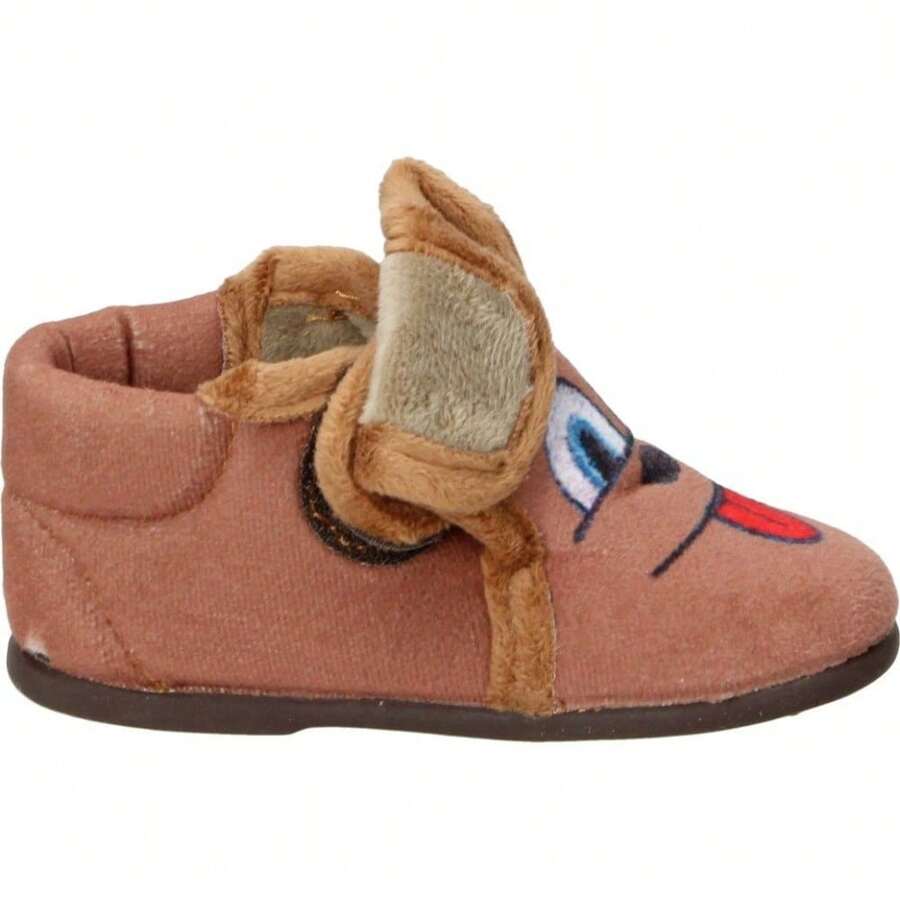 ZAPATILLAS DE CASA GALDON 625 INFANTILES - PANTUFLAS MARRONES CON DIBUJO DE PERRO - ZAPATILLA DE CASA CON CIERRE DE  - CÓMODAS Y DE ALTA CALIDAD - Camel - Ver 1