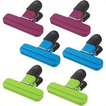 6pcs Silicone Bag Clips, Heavy Duty Sealer, Suitable For Laundry, DIY, Classroom, Kitchen Storage, Small Chip Bag Size