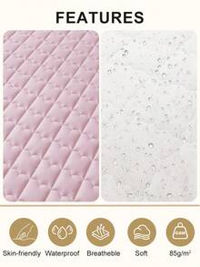 1pc Waterproof Fitted Sheet, Bedding, Skin-Friendly Mattress Cover, Soft And Comfortable Bedding For Bedroom, For All Seasons, Room Decor, Fall Decor, Halloween Gift, 11.8 Inch Deep Pocket Cooling Breathable Quilted Square Lattice Fitted Sheet, For Queen King Twin All Size, Solid Color Mattress Protective Cover, Dustproof, Comfortable And Machine Washable - 粉色 - 查看 5