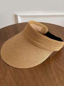 Mũ chống nắng nữ, mũ đi biển, mũ chống nắng bằng sợi raffia, mũ rơm vành rộng buộc tóc đuôi ngựa - nhiều màu - Xem 8