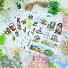 20张大尺寸乡村女士贴纸簿，防水双材质，乡村动物、室内植物和水果和纸PET贴纸套装，适用于剪贴簿装饰，美观文具，剪贴簿用品，趣味贴纸，笔记本电脑贴纸，Kindle手机贴纸 - Width:8.26 inch, Length:5.7 inch - 查看 11