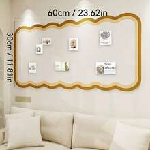 1个超大波浪形边框毛毡留言板，附赠约35个彩色图钉，多用途墙面装饰，适用于家庭、学校、办公室、照片展示、留言板、学习用品，适合圣诞节、万圣节、情人节、新年、生日庆祝活动。