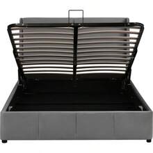 Polsterbett,Ohrform,Kissenkopfteil,Doppelbett,Hydraulisches Funktionsbett,140 X 200,Grey - Gray + Velvet + 140cm*190cm - View 6