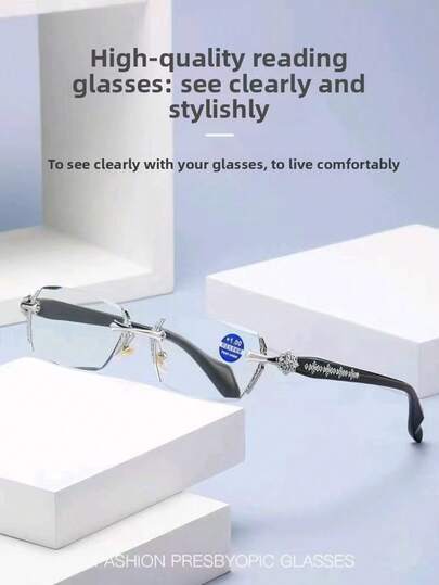 1副新款无框边缘处理时尚+100-+400高清防疲劳老花眼镜