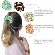 Corgi Dog Hair Scrunchies 4 Pack Cotton Elastic Hair Bands Scrunchy Hair Ties Ropes Scrunchie Women or Hair Accessories - Corgi, paquete de 4, colores surtidos - Ver 2
