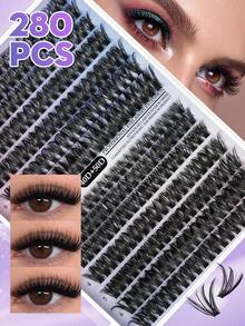 200/300/640 Pcs 80/100/60/50/30 D Thick & Curly 8-16mm Mixed DIY Eyelash Extension Kit, DIY Lower Lashes, Eyelash Album, Large Capacity Soft Individual Lashes, Easy To Create Fluffy & Natural Long Lashes At Home - Black - View 21