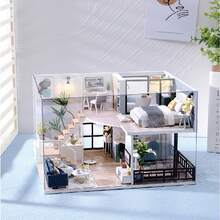 DIY 复式公寓小屋微型娃娃屋套件 1:24 比例，带家具和木制配件 - 适合青少年成人的创意建筑模型小屋，完美的阁楼生日圣诞礼物 - 彩色 - 查看 15