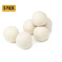 Set Of 6 XL Organic Wool Dryer Balls, Reusable, Natural Fabric Softener, Reduces Drying Time By 40%, Anti-Static, Wrinkle-Free, Chemical-Free, Shortens Washing Time For Baby Clothes, Gentle On Sensitive Skin, Reusable More Than 3000 Times. - White - View 5