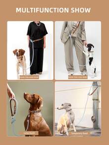 1pc Handmade Braided Genuine Leather Pet Collar, Suitable For Medium To Large Dogs, Multifunctional Leash