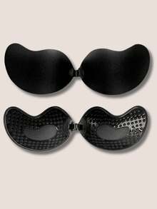 2/1pc Invisible Push Up Sticky Bra Women Backless Strapless Bra Seamless Self-Adhesive Silicone Nipple Cover Boob Pads Sticker Wedding Dress Lingerie,Skin Tone Black With Bonded Bra For Women, Reusable Push Up Bra, Invisible Backless Bra For All Seasons - Multicolor - View 18