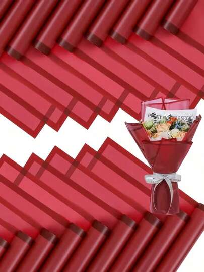 20张花卉包装纸，花束包装纸，金边，韩式风格，适用于DIY工艺品礼品装饰，花卉用品，23 x 23英寸，薄纸，花束用品（粉色）