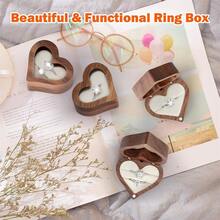 LETURE Wood Ring Display Box With Transparent Cover Single Slot 2 Slot, Heart Shaped Person.Alized Wooden Jewelry Box For Proposal Engagement Wedding Ceremony Anniversary (White - 2 Slots),White-2Slots - Trắng-2 khe - Xem 7