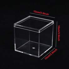 Acrylic Box With Lid Acrylic Plastic Square Containers, Plastic Square Cube With Lid Storage Box 3.9x3.9x3.9 Inches /100mmx100mmx100mm For Candy Pill And Tiny Jewelry,3.9x3.9x3.9Inches - 3.9x3.9x3.9 英寸 - 查看 3