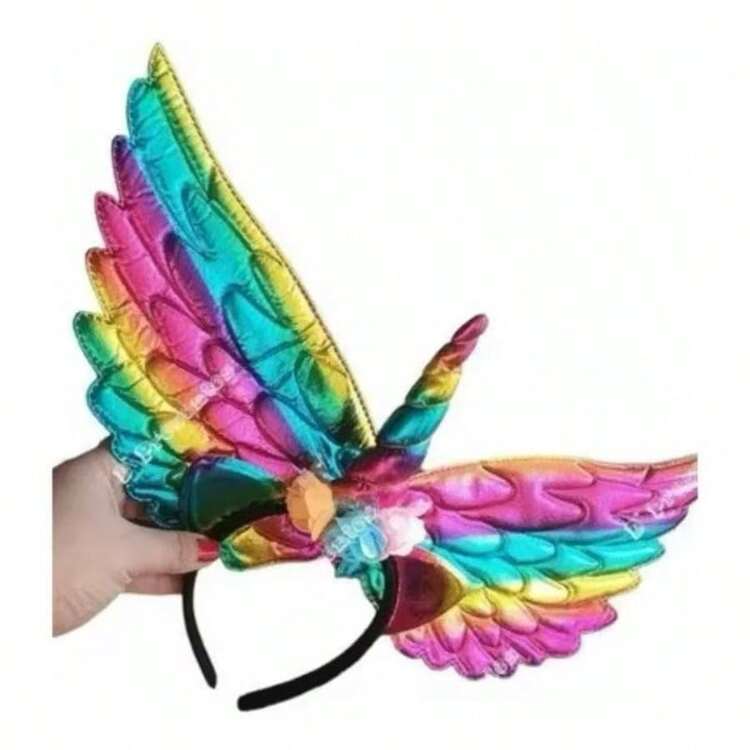 Unicorn Accessory Kit: Tiara With LED Lights + Wings - Princess Costume Party Tiara Decoration - Nhiều màu - Xem 2