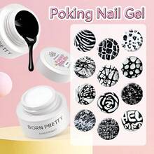 BORN PRETTY Poke Poke Nail Art Gel Glue 5ml Black White Wave Texture Nail Painting Drawing Gel Soak Off UV LED Varnish - Clear - View 4