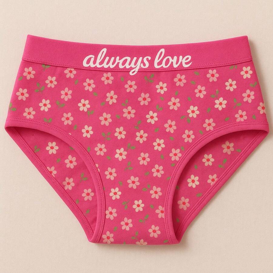 Set Of 10 Children's Cotton Panties With Exposed Elastic. - 印刷 M - 查看 1