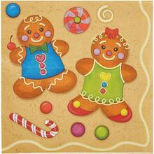 Cocktail Napkins - - Pack Disposable Paper Napkins, Holidays Dinner Party Supplies, 2 - Ply, Cute and Gingerbread Cookie Design, Unfolded 13x 13 Inches, Folded 6.5x 6.5 Inches - Multicolor - Ver 2