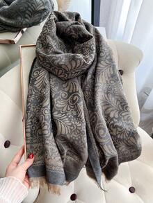 1 Stück eleganter Schal mit Blumenmuster, Jacquard-Gewebe mit Goldfaden, vielseitig einsetzbar als Damen Klimaanlage Umhang, Frühling/Herbst Oberbekleidung, geeignet für tägliches Styling und Outdoor-Verwendung - Verschiedenfarbig - Übersicht 7