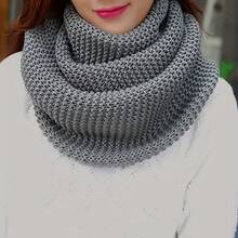 Women's Elegant Knitted Scarf, Elastic, Breathable, Windproof Loop Scarf, Suitable Weekend Casual Wear - Thick And Warm Neck Warmer, No Feathers, Hand Washable - Màu đen thuần khiết - Xem 5