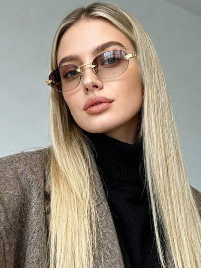 1 par de gafas elegantes y de alta gama con forma ovalada para mujeres, gafas retro multifuncionales, adecuadas para primavera y otoño, aplicables a varias ocasiones, gafas de moda para mujeres, accesorios de playa para mujeres