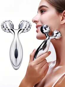 3D面部按摩滚轮和不锈钢刮痧板套装，面部塑形工具，有效消除浮肿和泛红，金属护肤按摩器，完美适用于晨间护肤、运动后恢复和旅行中的自我护理，尤其适合易长痘肌肤、忙碌的职场人士和护肤新手，情人节和母亲节送礼佳品。 - 銀色 - 查看 10
