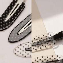 4 Pieces/Set Of Black And White Acetate Hair Clips - Suitable For Women's Acrylic Crocodile Clips, Cute Bangs And Curly Hair Accessories, Fashionable Hairstyle Tools, And Beauty Essentials For Travel And Daily Wear, Gifts For Women - 黑白2 - 查看 5