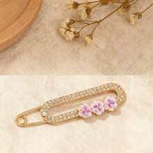 5pcs Flower Anti-Exposure Brooch Pins, Fashion Elegant Crystal Brooch Pins To Fix Clothes, Tighten Pants Waist, Skirt Waist, Stylish Accessories - Multicolor - View 4