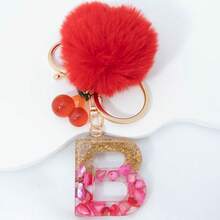 1 Piece Of Rose Red English Letter Resin Keychain With Bubble Hair Ball And Red Cherry Decoration 18K Gold Lobster Buckle Design, Suitable For Bag Chains, Mobile Phone Hanging Chains, Keychains, And Gifts For Friends And Mothers - Red - View 33