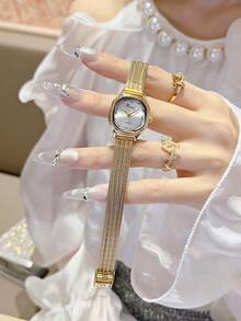 1pc Women's New Vintage French Style Gold-Tone Small Dial Wristwatch, Stainless Steel Strap, Suitable For Daily Wear, Formal Events, And Christmas Gift - Một cỡ - Xem 10