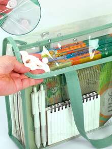 Personalized Transparent Tote Bag, Thick Clear PVC Handbag, PVC Beach Bag - Large Student Storage Bag, PVC Cosmetic Organizer Bag, Stadium Event Transparent Bag, Student & Office Supplies, Back To School File Folder - Multicolor - View 6