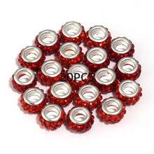 20pcs European Style Rhinestone Beads, Large Hole Shiny Pendant Beads, Round Beads, Spacer Beads, Suitable For Necklace, Earrings, Bracelet And Other Crafts (White) DIY Bracelet Jewelry Necklace Accessories - Large Diamond-set Hole - View 7