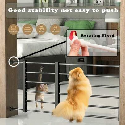 Puerta Baja para Perros - de 56.01 cm a 100.0 cm y de 75.01 cm a 135.0 cm, Antideslizante, No Necesita Perforación, Adecuada para Escaleras y Ventanas, Puerta Extensible a la Izquierda y Derecha, Puerta de  Ajustable para Perros para Entradas y EscalerasPlaza Las