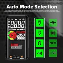 BSIDE S10 智能数字万用表 - 高精度电气测试仪，配备彩色液晶显示屏，可测量电压、电容、电阻、二极管、NCV 非接触式电压检测和频率，轻巧便携。