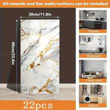 10/22 Pieces Of 3D Imitation Marble-Textured Tile Wall Stickers, Self-Adhesive PVC Wall Panels, Suitable For Home Decoration, Easy To Install, Applicable To Wall Renovation In Bathrooms, Living Rooms, Rooms, Bedrooms, And Offices, 30cm✖️60cm