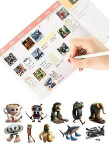 500Sheets/Roll Italian Brainrot Cartoon Anime Stickers Waterproof Tung Tung Tung Sahur Tralalero Tralala DIY For Water Bottle Cup Phone Car Laptop Suitcase Cute Decorative Accessories Gift Bombardiro Crocodilo Lirili Larila Glorbo Frutto Drillo Sticker Album Diary Envelope Sealing Paper Tape - Multicolor - View 5