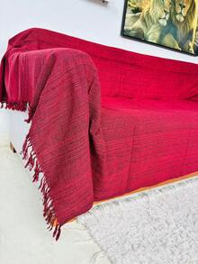 Set Of 2 Extra Large King Size Sofa Throws, Size 3 Meters X 1.80 Meters, Decorative For A Luxurious Home, 100% Cotton Reinforced Protective Cover - 混合紅 - 查看 4