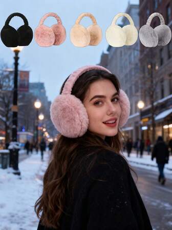 Orejeras de unicolor - Orejeras de felpa suave, plegables, cómodas y cálidas, adecuadas para actividades al aire libre en invierno, accesorios de invierno, equipo de invierno
