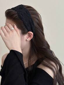 1PC French Country-Style Fabric Lace-Weave Headband Elegant Wide-Brimmed Face-Framing Hairband Atmospheric Hair Accessory Hair Bundle ,Hair Band ,Diadema ,Hair Hoop