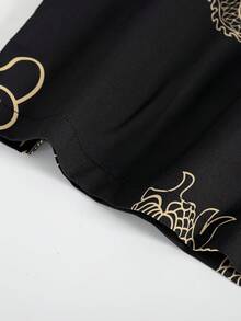 Bộ áo choàng và quần ngủ họa tiết rồng dành cho nam giới - màu đen - Xem 5